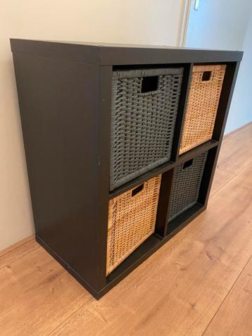 Billy IKEA kast zwart met rieten manden - afbeelding 2 Billy IKEA kast zwart met rieten manden - afbeelding 2