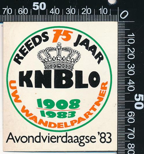 Sticker: KNBLO - 75 Jaar - Avondvierdaagse 1983, Verzamelen, Stickers, Sport, Ophalen of Verzenden