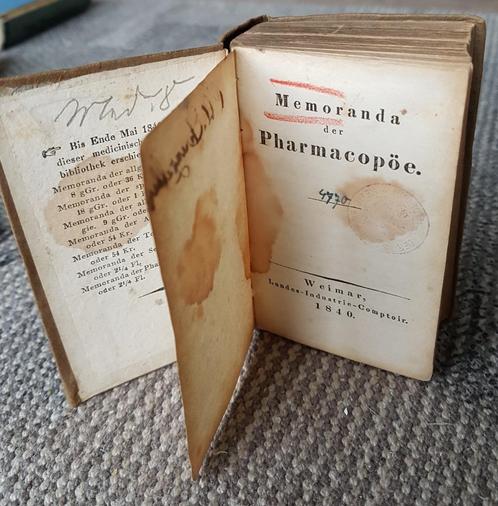 antieke boek, Memoranda der Pharmacopöe (duitstalig), Antiek en Kunst, Antiek | Boeken en Bijbels, Ophalen of Verzenden
