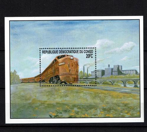 congo 2001 pf blok treinen spoorwegen railroad trains 2, Postzegels en Munten, Postzegels | Thematische zegels, Postfris, Treinen