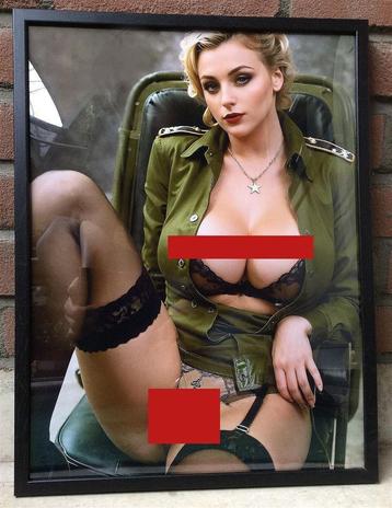 uniek Sexy Leger USA WW2 Pin up Erotiek Poster in Frame