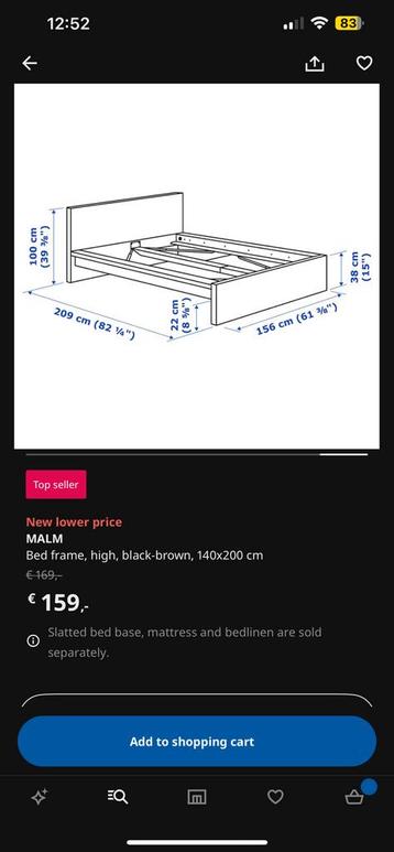Ikea bedframe MALM 140x200 - afbeelding 3