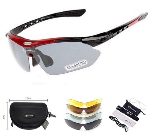 Fietsbril 5 glazen wielrenbril wielerbril sportbril rood, Sport en Fitness, Wielrennen, Nieuw, Overige typen, Ophalen of Verzenden