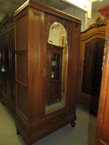 antieke linnenkast kleerkast hang en leg spiegeldeur 350,00