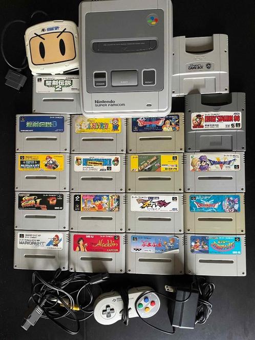 Super Famicom (Snes Japan) + Games, Spelcomputers en Games, Spelcomputers | Nintendo Super NES, Gebruikt, Met 1 controller, Met games