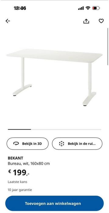 Sta Bureau Ikea Bekant - afbeelding 5 Sta Bureau Ikea Bekant - afbeelding 5