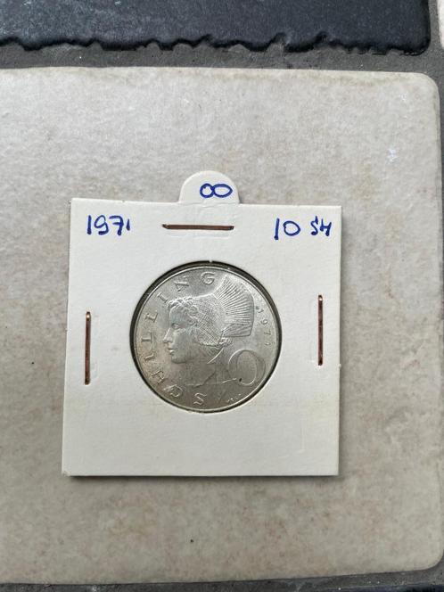 Zilveren munt 10 Schilling 1971 Oostenrijk, Postzegels en Munten, Munten | Europa | Niet-Euromunten, Losse munt, Oostenrijk, Zilver