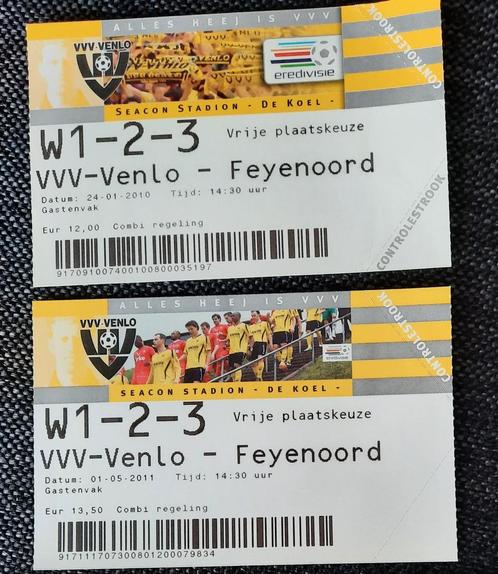 2 voetbalkaartjes VVV Venlo - Feyenoord, Verzamelen, Sportartikelen en Voetbal, Zo goed als nieuw, Feyenoord, Ophalen of Verzenden