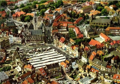 Middelburg, Panorama Centrum - luchtfoto - ongelopen, Verzamelen, Ansichtkaarten | Nederland, Ongelopen, Zeeland, Ophalen of Verzenden