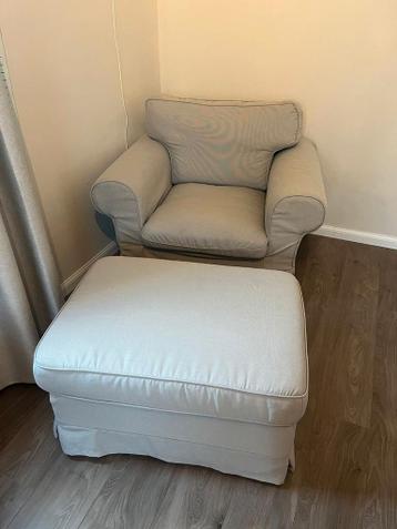 Ikea Ektorp feuteuil inc voetenbank lichtbeige. - afbeelding 1 Ikea Ektorp feuteuil inc voetenbank lichtbeige. - afbeelding 1