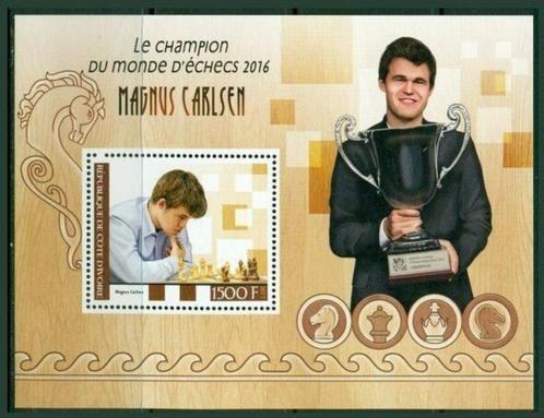 Chess, Magnus Carlsen - Cote D'Ivoire 2017 - Postfris I, Postzegels en Munten, Postzegels | Thematische zegels, Postfris, Sport
