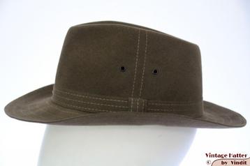 Vintage Outdoor hoed Tesi zacht bruin geborsteld vilt 56