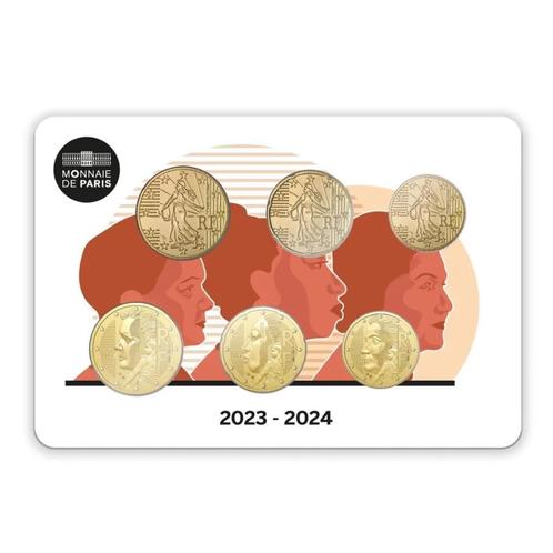 Frankrijk 10-20-50 ct met nieuw ontwerp coincard BU 2024, Postzegels en Munten, Munten | Europa | Euromunten, Setje, 2 euro, Frankrijk