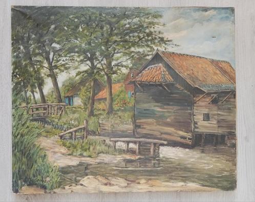 Hageman - Landschap bij watermolen - 1944, Antiek en Kunst, Kunst | Schilderijen | Klassiek, Ophalen of Verzenden