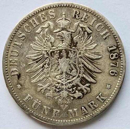 Duitsland Pruissen 5 Mark 1876 B Wilhelm I zilver, Postzegels en Munten, Munten | Europa | Niet-Euromunten, Duitsland, Zilver