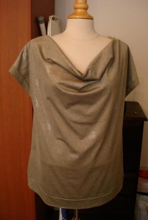 * Watervalhals shirt met zilveren vierkantjes, XL, NIEUW! *, Kleding | Dames, T-shirts, Nieuw, Maat 42/44 (L), Overige kleuren