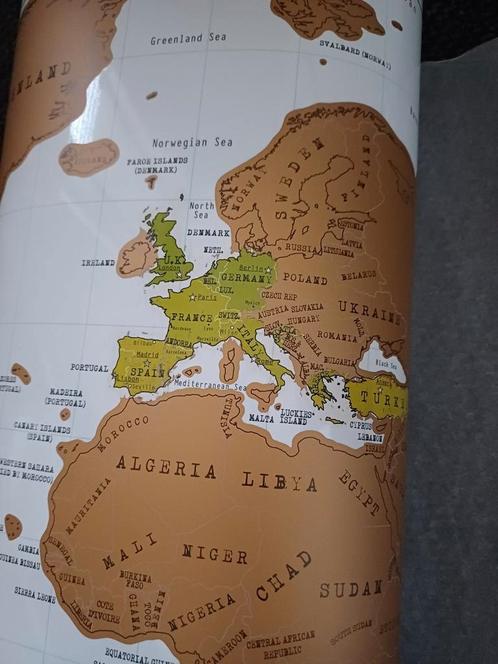 Scratch map wereldkaart, Boeken, Atlassen en Landkaarten, Landkaart, 1800 tot 2000, Ophalen of Verzenden