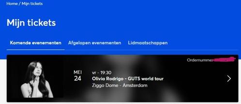 2x Staanplaats tickets Olivia Rodrigo Amsterdam Ziggo Dome, Tickets en Kaartjes, Concerten | Pop, Twee personen, Mei