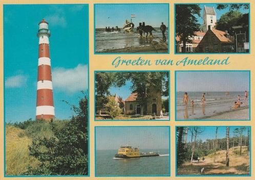 AMELAND Vuurtoren Reddingsboot Veerboot Strand Duin Groeten, Verzamelen, Ansichtkaarten | Nederland, Gelopen, Waddeneilanden, 1980 tot heden