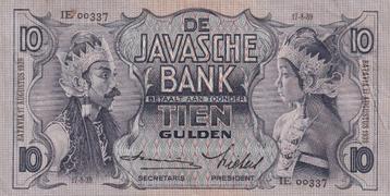 Nederlands Indië 1939 10 Gulden Javasche Bank Prachtig