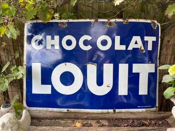 Emaille, 80cm bij 120cm reclamebord, Frans, Chocolat Louit. 