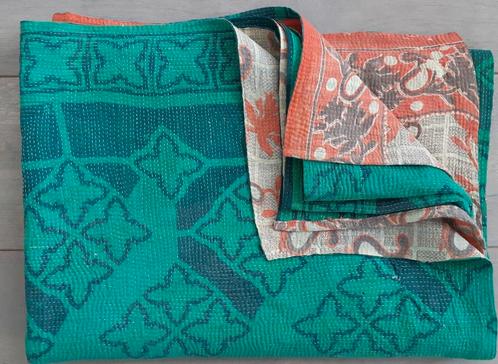 Vintage kantha plaid, sprei, deken, Huis en Inrichting, Woonaccessoires | Plaids en Woondekens, Zo goed als nieuw, Ophalen of Verzenden