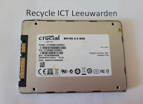 Crucial BX100 250gb laptop ssd hdd hardeschijf, Computers en Software, Harde schijven, Gebruikt, Laptop, Intern, SSD, SATA, Ophalen of Verzenden