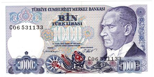 24-530 Turkije 1000 lire 1970, Postzegels en Munten, Bankbiljetten | Azië, Los biljet, Midden-Oosten, Verzenden
