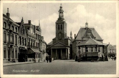 Roosendaal - Markt - Auto, Verzamelen, Ansichtkaarten | Nederland, Gelopen, Noord-Brabant, 1920 tot 1940, Ophalen of Verzenden