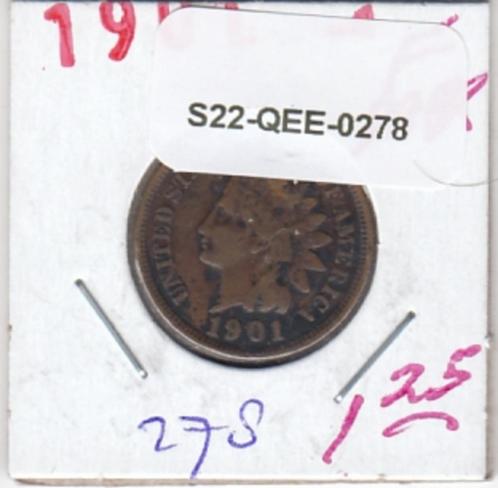 S22-QEE-0278 United States 1 Cent VF 1901 KM90a   Indian Hea, Postzegels en Munten, Munten | Amerika, Noord-Amerika, Verzenden