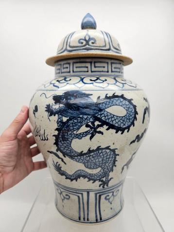 Grote Chinese vaas draak vintage PROC Chinees aardewerk 41cm