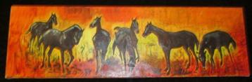 Mooi olieverf schilderij met paarden 