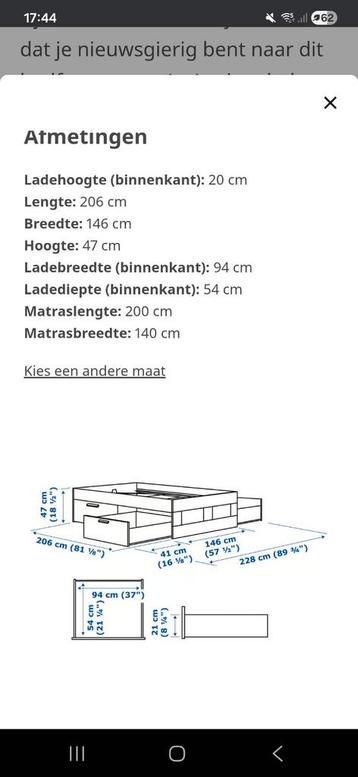 IKEA BRIMNES bedframe 140x200 - Wit - afbeelding 3 IKEA BRIMNES bedframe 140x200 - Wit - afbeelding 3