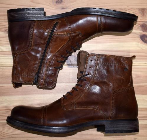 Jack & Jones - leren JFW RUSSEL boots Cognac - maat 44, Kleding | Heren, Schoenen, Nieuw, Boots, Overige kleuren, Ophalen of Verzenden