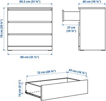 IKEA MALM 3-Drawer Dresser (Black-Brown) - afbeelding 3 IKEA MALM 3-Drawer Dresser (Black-Brown) - afbeelding 3