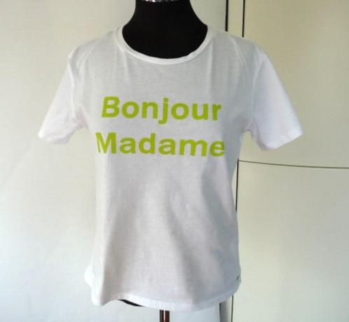 Wit tshirt met opdruk Bonjour Madame, Steps , mt S, Kleding | Dames, T-shirts, Zo goed als nieuw, Maat 36 (S), Wit, Korte mouw