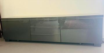 TV-meubel Besta IKEA hoogglanzend grijs - afbeelding 2 TV-meubel Besta IKEA hoogglanzend grijs - afbeelding 2