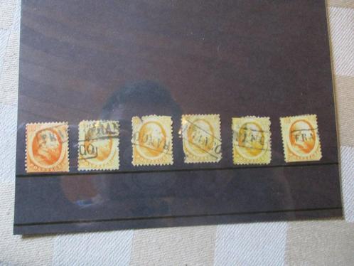postzegel nederland NVPH 6 zesmaal Koning Willem 3, Postzegels en Munten, Postzegels | Nederland, Gestempeld, T/m 1940, Ophalen of Verzenden