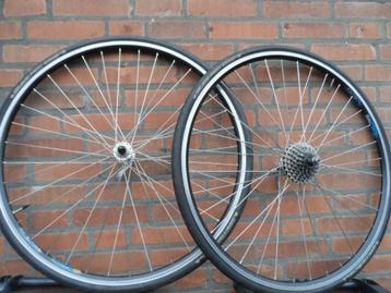 te koop setje vintage racefiets wielen met banden