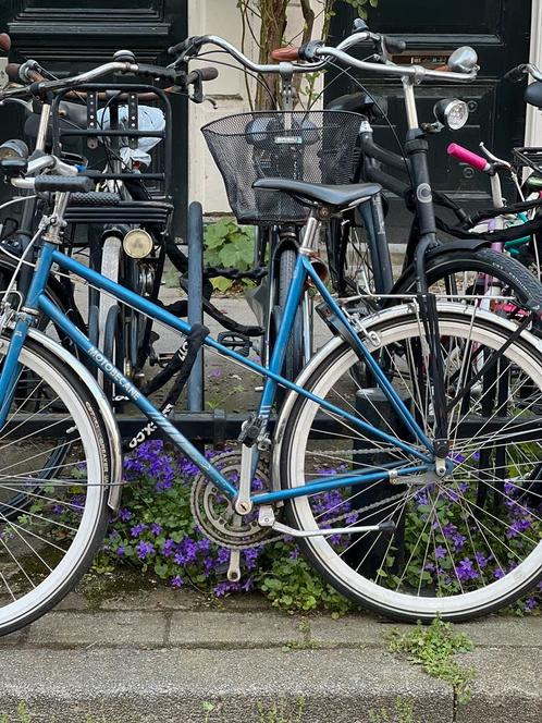 Blauwe Motobecane fiets met witte velgen, Fietsen en Brommers, Fietsen | Racefietsen, Gebruikt, Overige merken, Minder dan 10 versnellingen