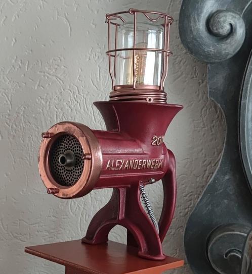 Grote gehaktmolen lamp Alexanderwerk 20, upcycle lamp, Huis en Inrichting, Lampen | Tafellampen, Nieuw, Ophalen of Verzenden