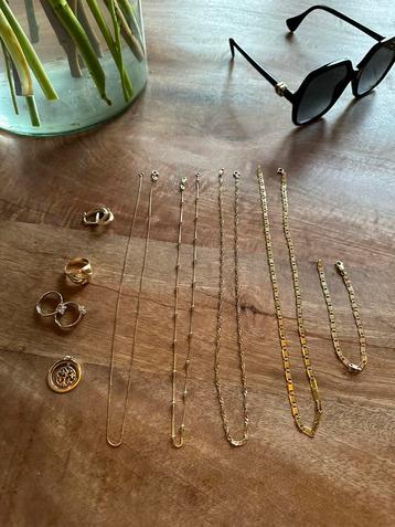 14 karaat gouden ketting oorbellen armband hanger ring