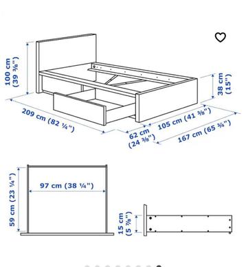 Eenpersoonsbed met opberglades - wit (IKEA stijl) - afbeelding 3 Eenpersoonsbed met opberglades - wit (IKEA stijl) - afbeelding 3