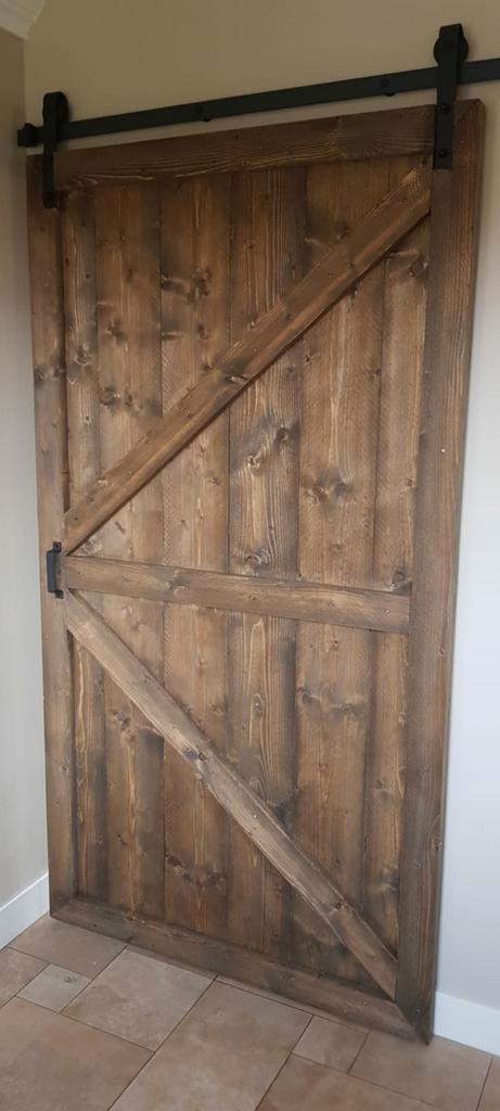 Loftdeur steigerhout, Doe-het-zelf en Verbouw, Deuren en Horren, Gebruikt, Binnendeur, 200 tot 215 cm, Ophalen of Verzenden