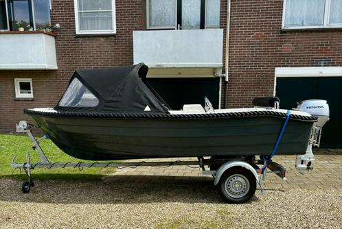 Prachtige Sloep Naute 455 inclusief 15 PK motor en trailer, Watersport en Boten, Sloepen, Gebruikt, 10 tot 30 pk, 3 tot 6 meter