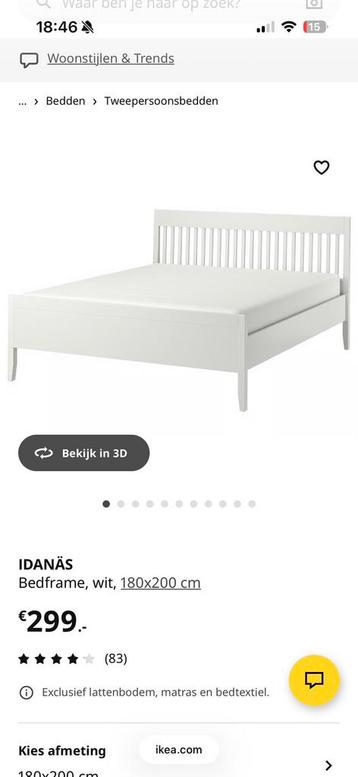 IKEA IDANÄS bedframe 180x200 wit + 2 lattenbodems - afbeelding 6 IKEA IDANÄS bedframe 180x200 wit + 2 lattenbodems - afbeelding 6