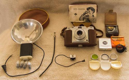 Agfa Silette met toebehoren, Verzamelen, Fotografica en Filmapparatuur, Fototoestel, 1940 tot 1960, Ophalen of Verzenden