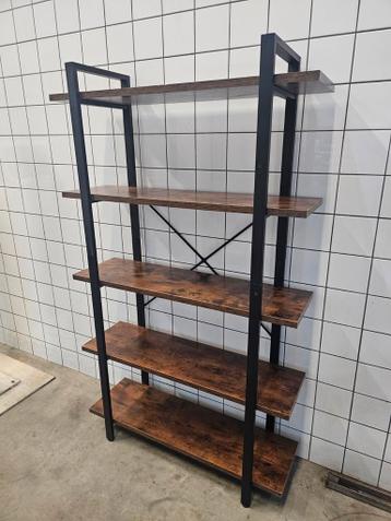 Nieuwe Industriële Stellingkast met 5 Planken zwart/bruin - afbeelding 3 Nieuwe Industriële Stellingkast met 5 Planken zwart/bruin - afbeelding 3