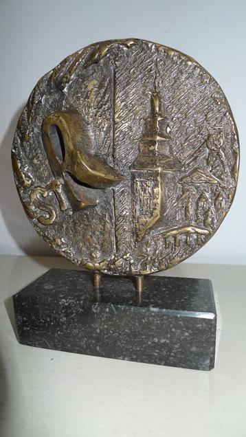 Brons relief plaquette Stad Roermond Christoffelkerk Unica
