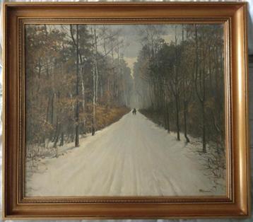Impressionistisch winters boslandschap van Hoffman